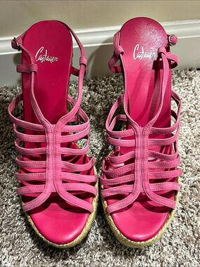 Castaner Pink & Brown Espadrille Platform Wedge Sandals 39